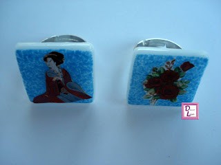 Anillos de gresite decorados con decoupage